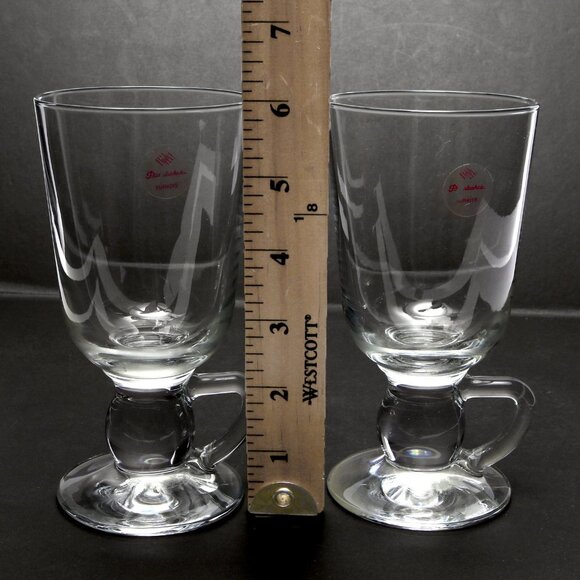 Vintage Pasabahce Footed Coffee Mug Glass Set of 2 Made in Turkey - Picture 4 of 10